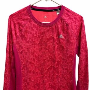 Adidas ClimaWarm Pink Pattern Performance Running Top Long Sleeve